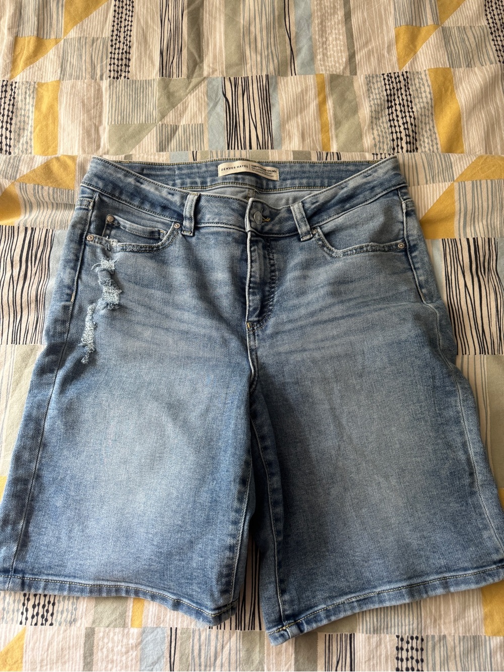 Denver Hayes Light Wash Denim Bermuda Shorts